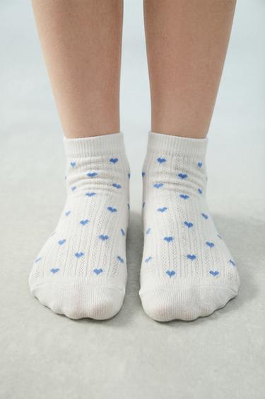 FOUR-PACK OF HEART ANKLE SOCKS - White by Zara