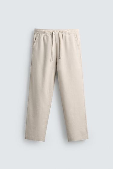 STRUCTURED JOGGER WAIST TROUSERS - Light beige by Zara
