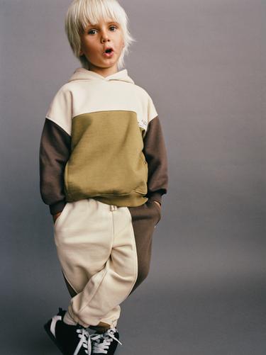 COLOUR BLOCK JOGGER TROUSERS WITH LABEL - Light beige by Zara