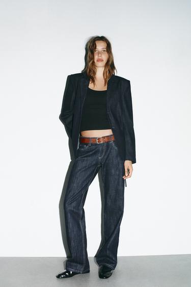 SHIRT BLAZER WITH BELT - Dark indigo by Zara - Image 0