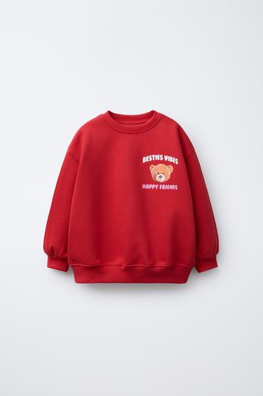 BEAR PRINT SWEATSHIRT - Red by Zara