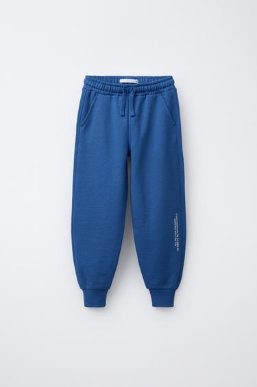 JOGGING TROUSERS WITH SLOGAN - Electric blue by Zara - Image 0