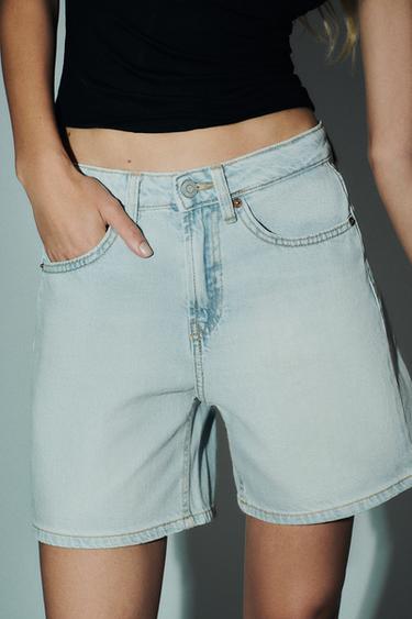 TRF MID-WAIST DENIM BERMUDA SHORTS - Light blue by Zara