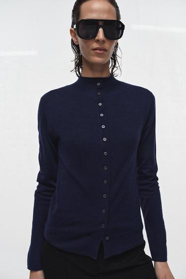 FINE KNIT CARDIGAN - Ink blue by Zara
