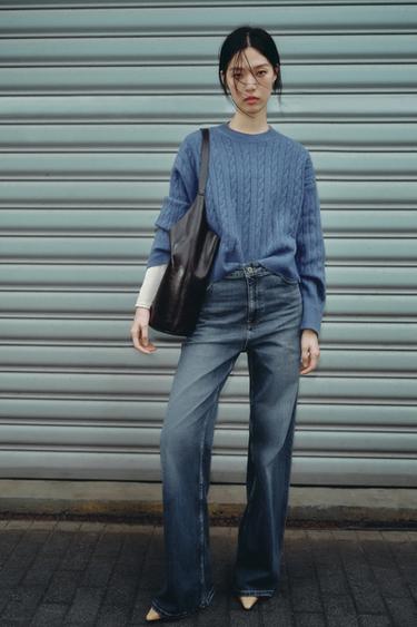 CABLE KNIT SWEATER - Blue by Zara