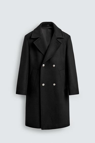 DOUBLE-BREASTED WOOL COAT - Black by Zara