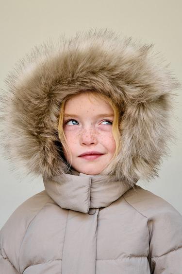WATER-REPELLENT FEATHER DOWN JACKET WITH DETACHABLE FAUX FUR HOOD - Beige by Zara