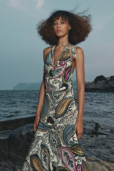 ZW COLLECTION HALTER PRINT DRESS - Printed by Zara