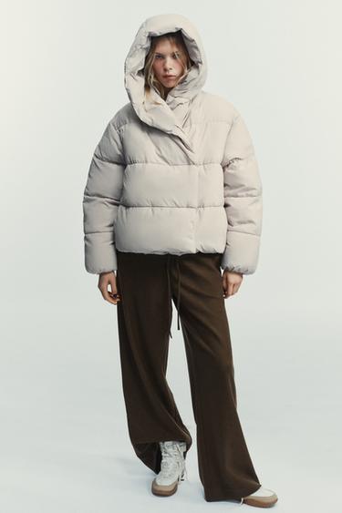 WATER-REPELLENT QUILTED HOODIE ANORAK - Beige by Zara