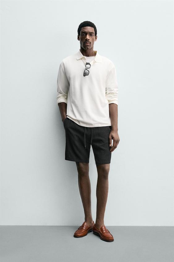 RELAXED FIT VISCOSE/LINEN BERMUDA SHORTS - Black by Zara - Image 0