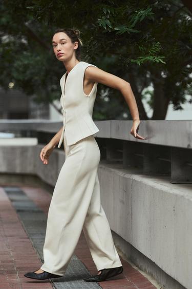 INTERLOCK ZIP TROUSERS - Ecru by Zara - Image 0