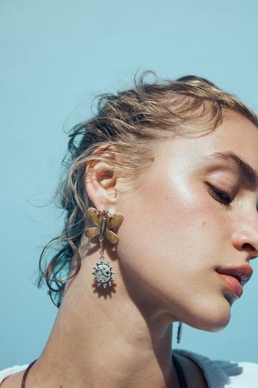 BUTTERFLY COMBINATION EARRINGS - Gold / Silver by Zara - Image 0