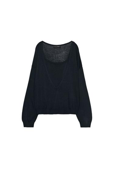 COMBINED KNIT JUMPER - Navy blue by Zara