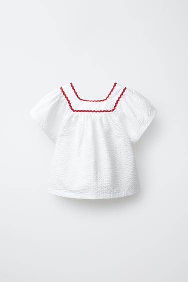 TEXTURED RICKRACK TOP - Oyster-white by Zara