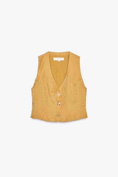 GOLD BUTTON SATIN TOP - Golden by Zara