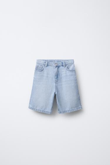RELAXED FIT BAGGY DENIM BERMUDA SHORTS - Light blue by Zara
