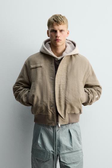 TEXTURED BOMBER JACKET X SR_A - Taupe grey by Zara