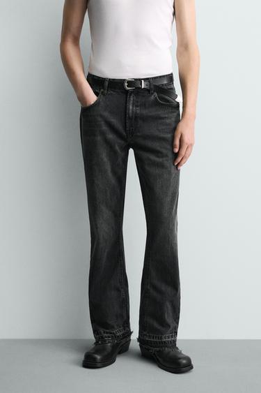 RIPPED FLARE FIT JEANS - Charcoal by Zara