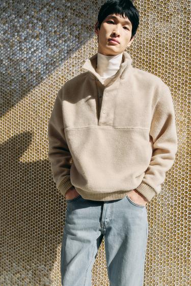 CONTRAST FAUX SHEARLING SWEATSHIRT - Ecru by Zara