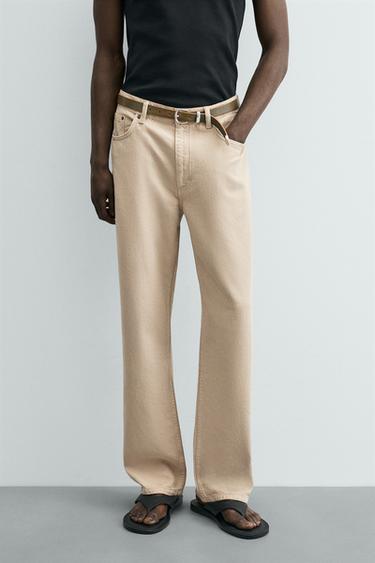 COTTON-HEMP LIGHTWEIGHT JEANS - Beige marl by Zara