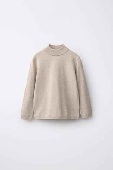 HIGH NECK KNIT JUMPER - Light beige by Zara