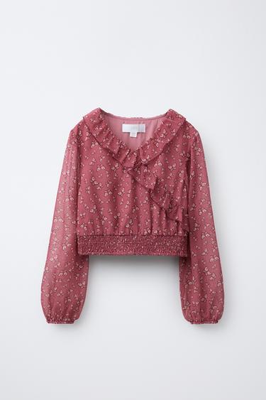 BUTTERFLY PRINT BLOUSE - Raspberry by Zara