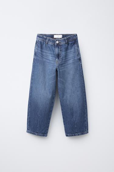 BALLOON JEANS WITH ELASTIC TRIM - Mid-blue by Zara - Image 0