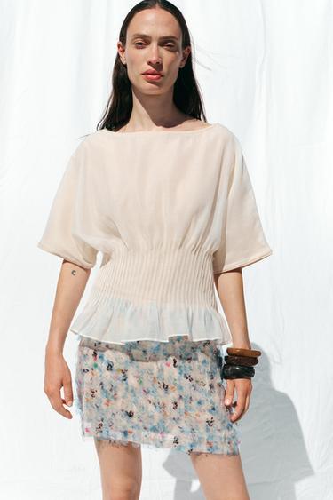 SEQUIN MINI SKIRT - Ecru / Blue by Zara - Image 0