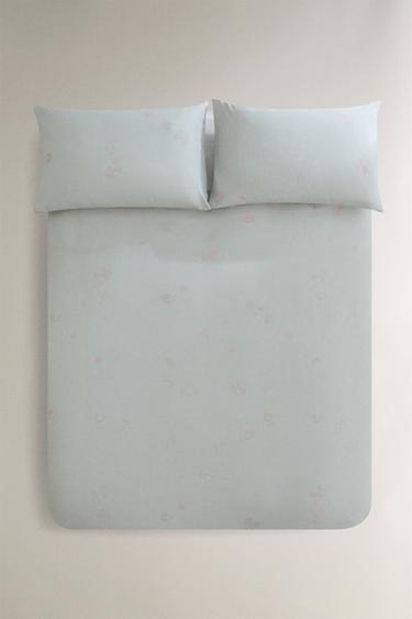 FLORAL DUVET COVER AND PILLOWCASE SET - Sea green by Zara