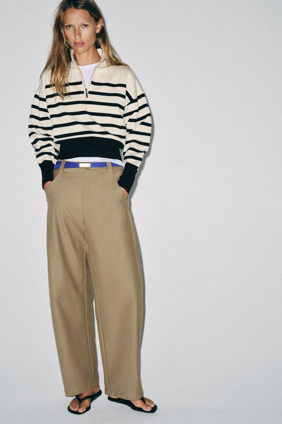 STRIPED KNIT ZIP-UP JUMPER - striped by Zara - Image 0