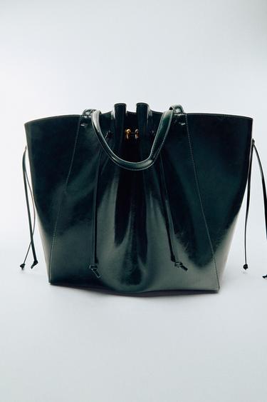 GATHERED TOTE BAG - Green by Zara