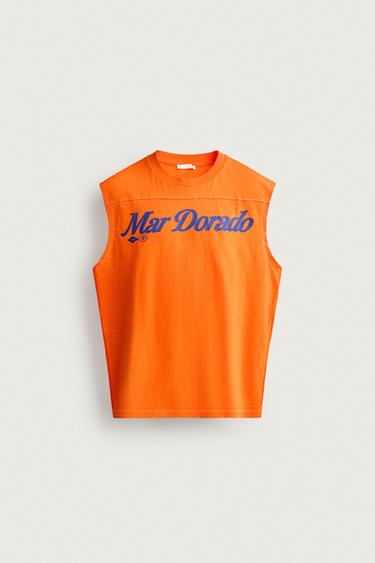 PRINTED TANK TOP - Mustard Yellow by Zara