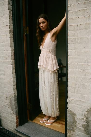 COMBINED SAROUEL TROUSERS - Ecru by Zara