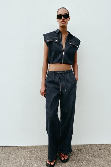 Z1975 DENIM BALLOON WAISTCOAT - Blue by Zara