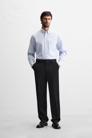 STRIPED TEXTURED SHIRT - Blue/White by Zara