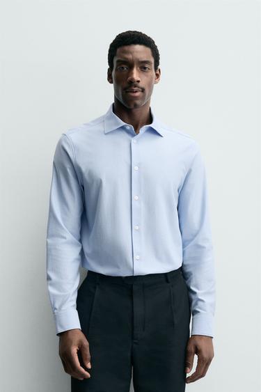 REGULAR FIT SHIRT - Ecru / Blue by Zara