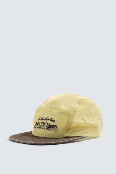 CONTRAST EMBROIDERED FLAT PEAK CAP - Yellow by Zara