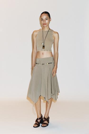 OPEN-BACK RIB T-SHIRT - Light khaki by Zara