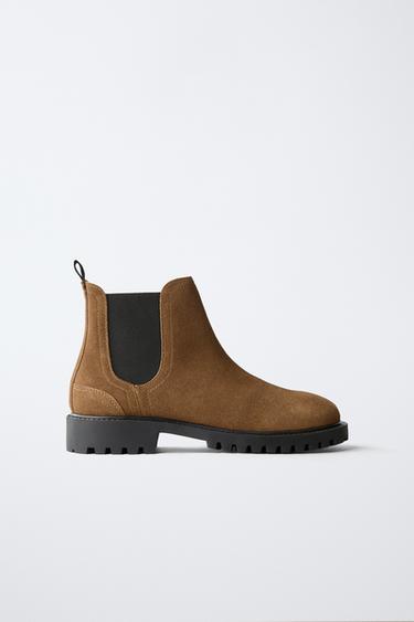 LEATHER CHELSEA ANKLE BOOTS - Brown by Zara