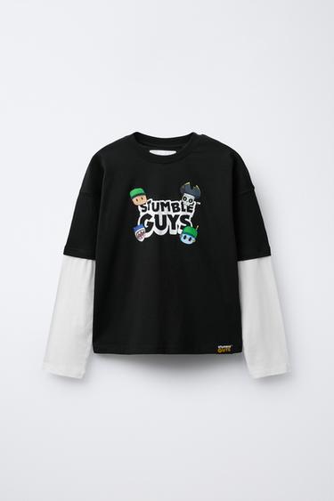 STUMBLE GUYS ™ © SCOPELY DOUBLE LONG SLEEVE T-SHIRT - Black by Zara
