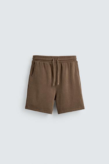 WASHED BASIC JOGGER BERMUDA SHORTS - Brown by Zara
