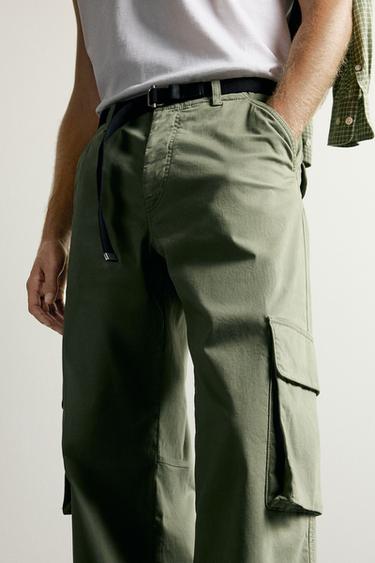 RELAXED FIT CARGO TROUSERS - Green by Zara
