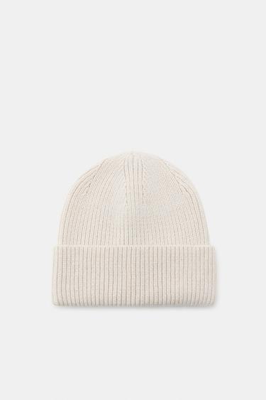 RIBBED TURN-UP BEANIE - Ecru by Zara