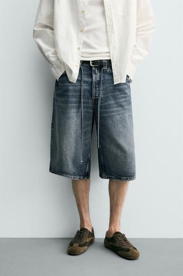 BAGGY FIT DENIM JORTS - Blue by Zara