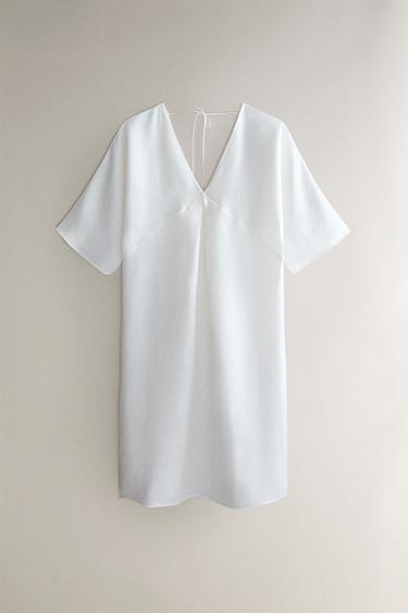 LINEN NIGHTDRESS - Oyster-white by Zara