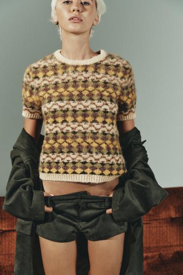 BRUSHED-EFFECT JACQUARD KNIT JUMPER - Multicoloured by Zara