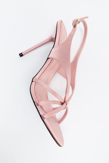 SATIN-EFFECT HIGH-HEEL SANDALS - Pink by Zara