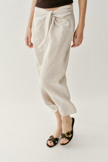 GATHERED SARONG MIDI SKIRT - Light beige by Zara
