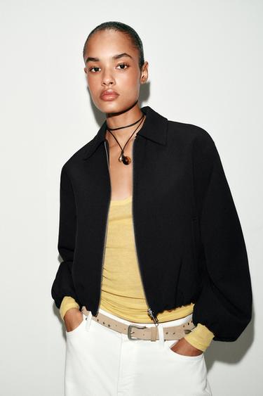 PUFF-SLEEVE JACKET WITH ZIP - Black by Zara