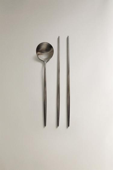 SET OF CHOPSTICKS AND SPOON - Steel by Zara - Image 0